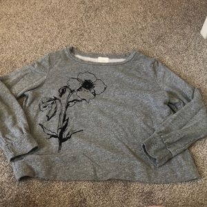 Gray Sweatshirt with Flower Detial